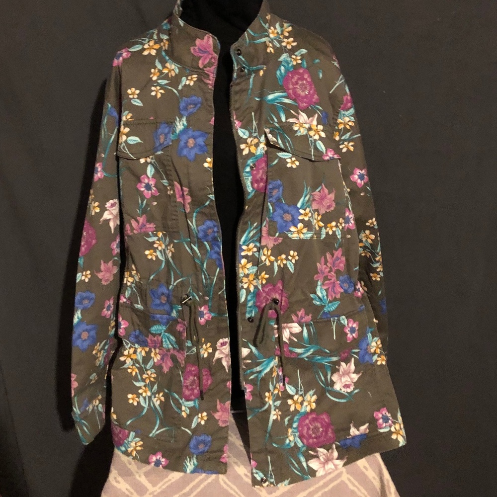 LANE BRYANT FLORAL JACKET 22/24  UTILITY COAT FAIRYCORE GARDENING